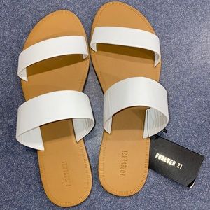 White, dual strap sandals